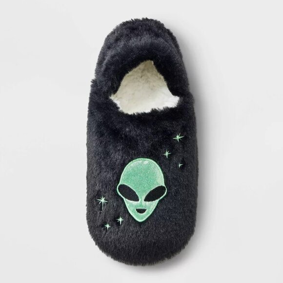 Womens Hyde & Eek Plush Slipper Socks ALIENS Head Size S/M M/L Sherpa Lining NWT - Picture 2 of 3